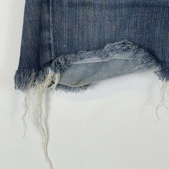 Seven For All Mankind 7FAMK Raw Edge DIY Cut Off Low Rise Denim Shorts Womens 28 - Picture 3 of 9
